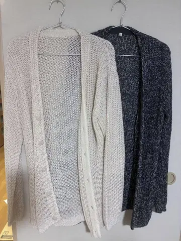 MUJI LABO 2세트 코튼 로우게이지 니트 가디건 신사 L