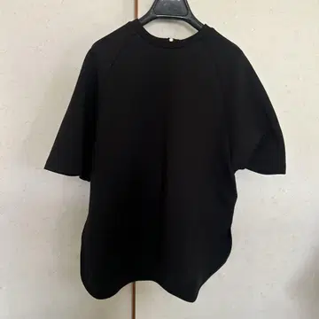 블랙 래글런 슬리브 T셔츠