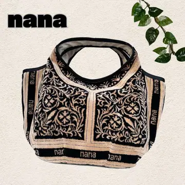 nana 토트백 타월 원단 미사용 블랙 x 베이지