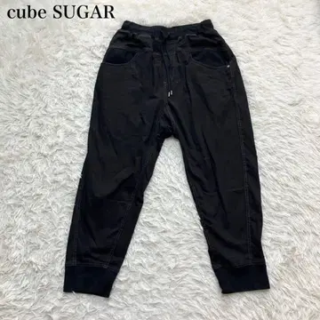 cube SUGAR 블랙 조거 팬츠 허리밴딩 캐주얼 워셔블