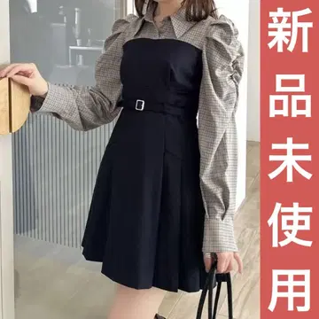 택 포함 새상품 dazzlin 긴팔 레이어드 셔츠 미니 원피스