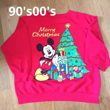 구제 의류 크리스마스 미키마우스 트레이닝복 빨간색 USA Disney