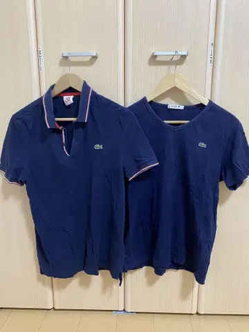 Lacoste 네이비 피케 셔츠 T셔츠 세트