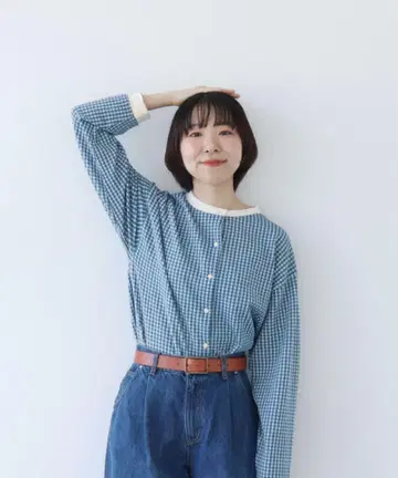 팰리시 깅엄 자카드 루즈핏 가디건