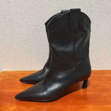 새상품급 자라 웨스턴 부츠 블랙 24.5cm 38
