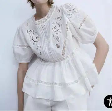 zara 로맨틱 자수 블라우스 S