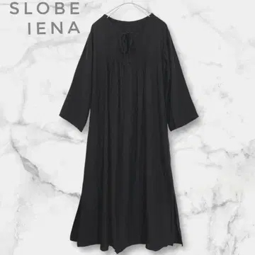 슬로브 이에나 핀턱 롱 원피스 슬릿 루즈핏 블랙