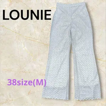 LOUNIE 헤링본 무늬 레이스 팬츠 플레어 팬츠 시어 밴딩 팬츠
