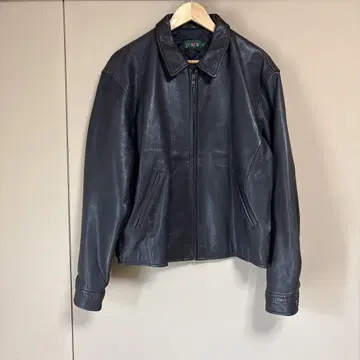 90s J.Crew 블랙 가죽 자켓 M 싱글