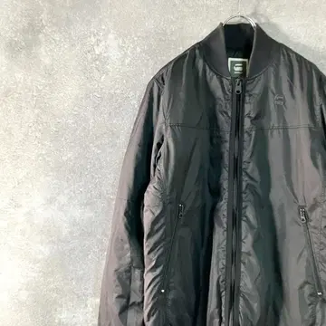 G-STAR RAW 블루종 긴팔 블랙 로고 집업 나일론