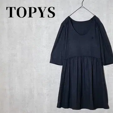 토피즈 TOPYS 울 100% 5부 소매 튜닉 원피스 일본제 블랙