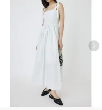 MOUSSY 숄더 리본 롱 원피스