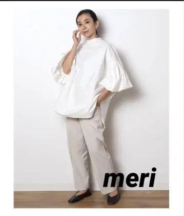 meri 미 스탠드 카라 벌룬 셔츠 화이트
