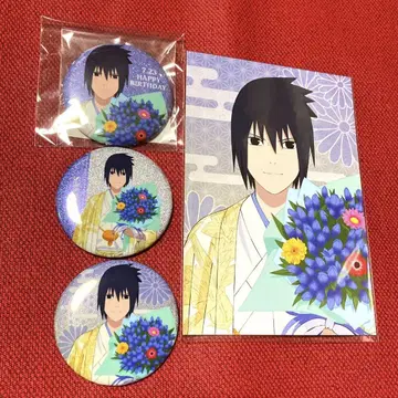 NARUTO 4 우치하 사스케 벌스데이 글리터 캔뱃지 사스케