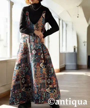 안티카 에스닉 패턴 살로펫 원피스