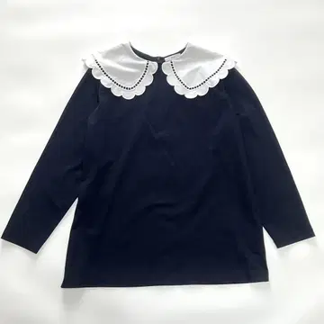 yori 요리 스캘럽 칼라 블라우스 네이비 F