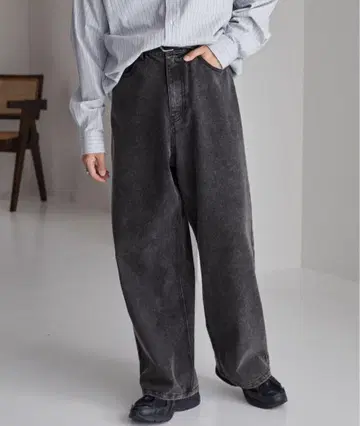 블랙 데님 와이드 팬츠 당일 배송
