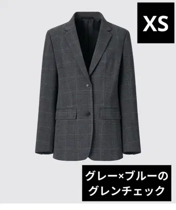 테일러드 자켓 글렌체크 다크 그레이 블루 XS UNIQLO