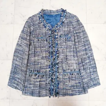 STUDIO 375 노카라 트위드 자켓 11AR L