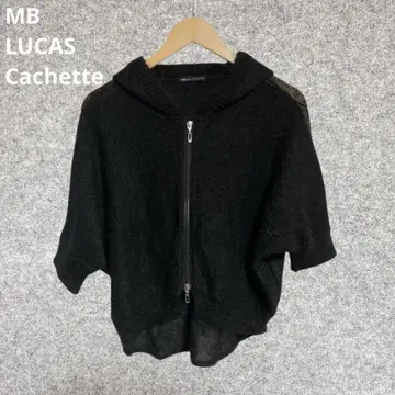 MB LUCAS Cachette 모헤어 후드 부착 니트 반팔 상의