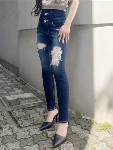 [ GYDA ] 데미지 스키니 데님 팬츠