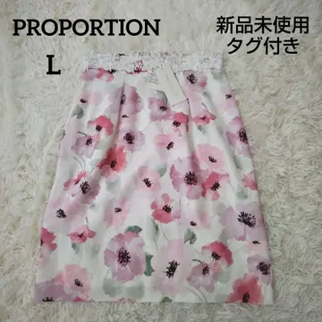 [택 포함 새상품] 프로포션 레이스 미디 스커트 꽃무늬 L 핑크