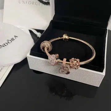 팔찌 별 모양 하트 PANDORA 로즈 골드