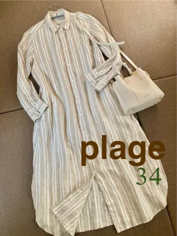 플라주 스트라이프 린넨 플레어 셔츠 원피스 2way 34 사이즈 새상품급