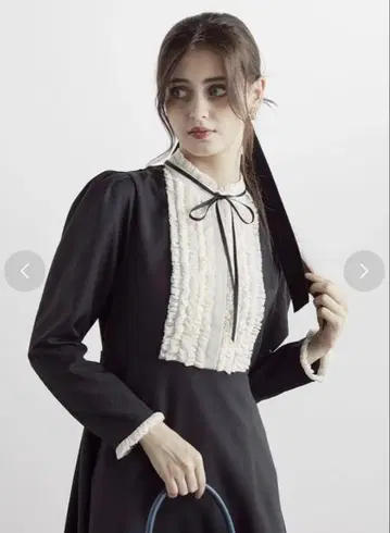 [새상품급] 안 어나더 안젤라스 튤 프릴 요크 원피스 블랙