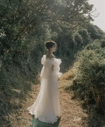 셀프 웨딩 촬영 투피스 비즈 매트 크레이프 원단
