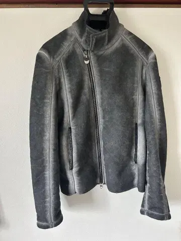 AJ ARMANI JEANS 그레이 가죽 자켓 XS