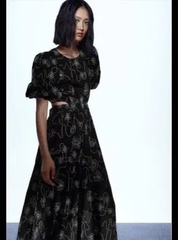 ZARA 포플린 롱 원피스 컷 아웃 XS