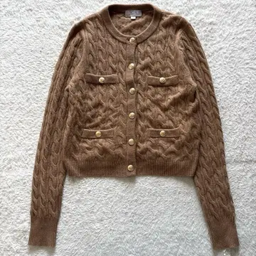 J.CREW 캐시미어 100% 케이블 니트 가디건 금장 버튼 카멜