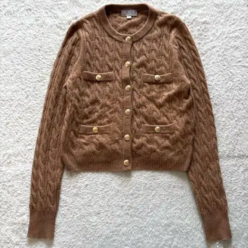 J.CREW 캐시미어 100% 케이블 니트 가디건 금장 버튼 카멜