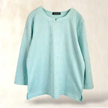 [패셔너블] 7부 소매 티셔츠 풀오버 그린 계열 올 패턴 M