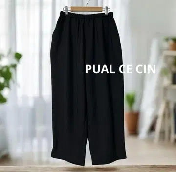 PUAL CE CIN 퓨어세신 와이드 팬츠 블랙 허리밴딩