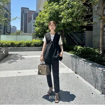 노스탤지어 플로키 도트 팬츠 블랙