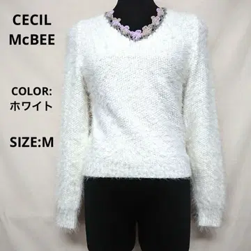 CECIL McBEE/세실 맥비/니트 스웨터/M/화이트/