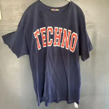 is-ness TECHNO 프린트 네이비 T셔츠