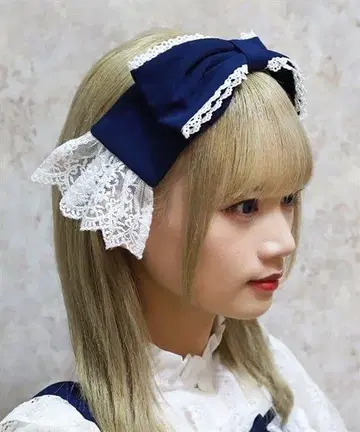axes femme Chalmiere 리본 머리띠 네이비 프리 사이즈