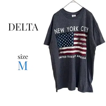 DELTA [M] 반팔 프린트 T셔츠 얇은 소재 캐주얼 뉴욕 여름 그레이