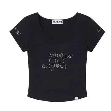 eessay Rabbit 티셔츠 Black 한국 티셔츠