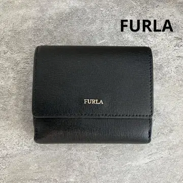 FURLA 훌라 로고 접이식 지갑 심플 블랙 동전 지갑