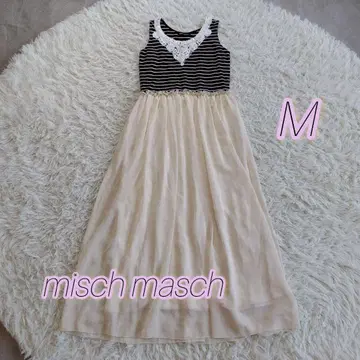 misch masch 슬리브리스 보더 원피스 자수 레이스