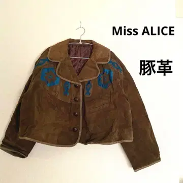 자수 장식 스웨이드 크롭 자켓