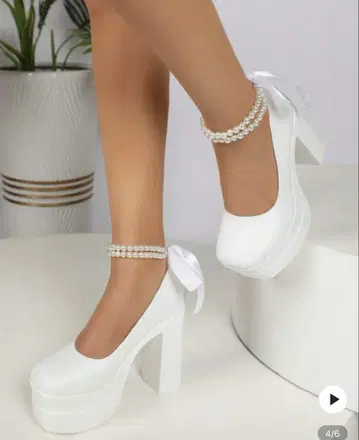 브라이덜 신발 23cm / 펄 / 통굽 하이힐 / 11cm 힐