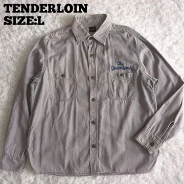 TENDERLOIN 로고 자수 긴팔 워크 셔츠 그레이 L 사이즈
