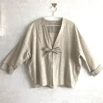 fog linen work 멀티 노카라 자켓 모 린넨 겉옷