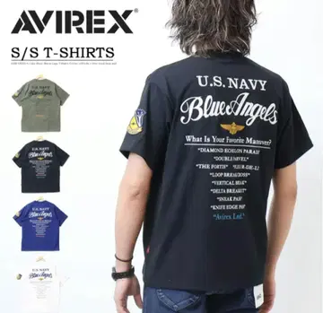 [택 포함] AVIREX 아비렉스 반팔 T셔츠 블루엔젤 XL
