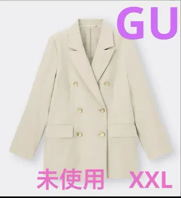 택 포함 GU 베이지 더블 브레스트 테일러드 자켓 XXL